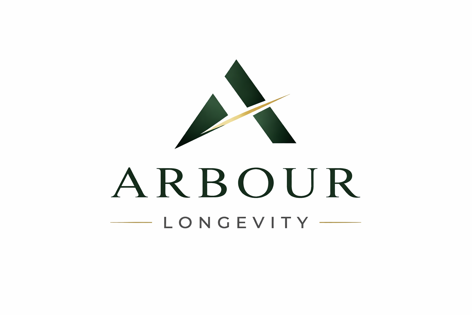 Logo with stylized letter A and the words 'Arbour Longevity' beneath.