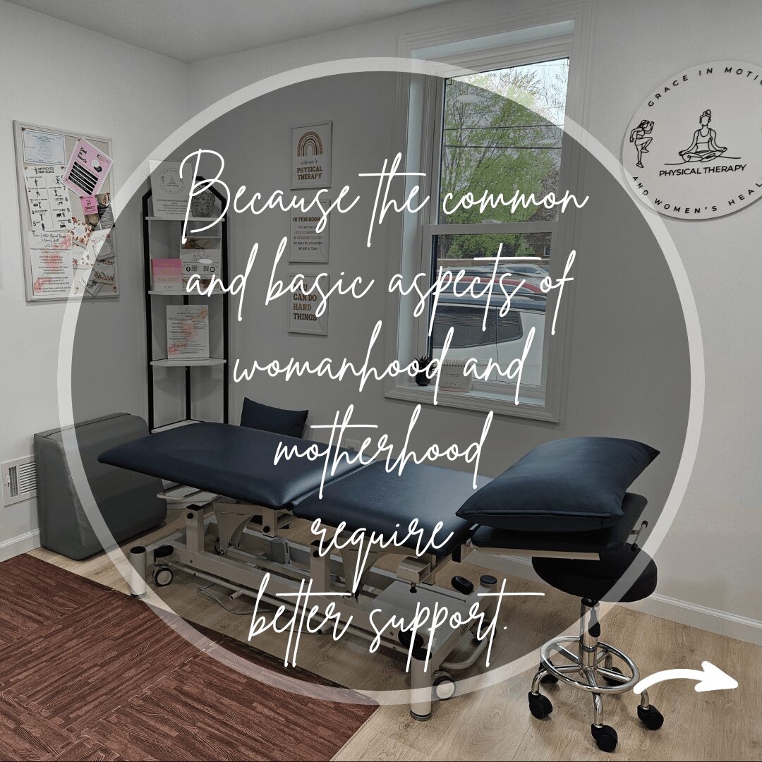 Medical examination room with a bed, chair, window, and wall decor, emphasizing support during womanhood and motherhood.