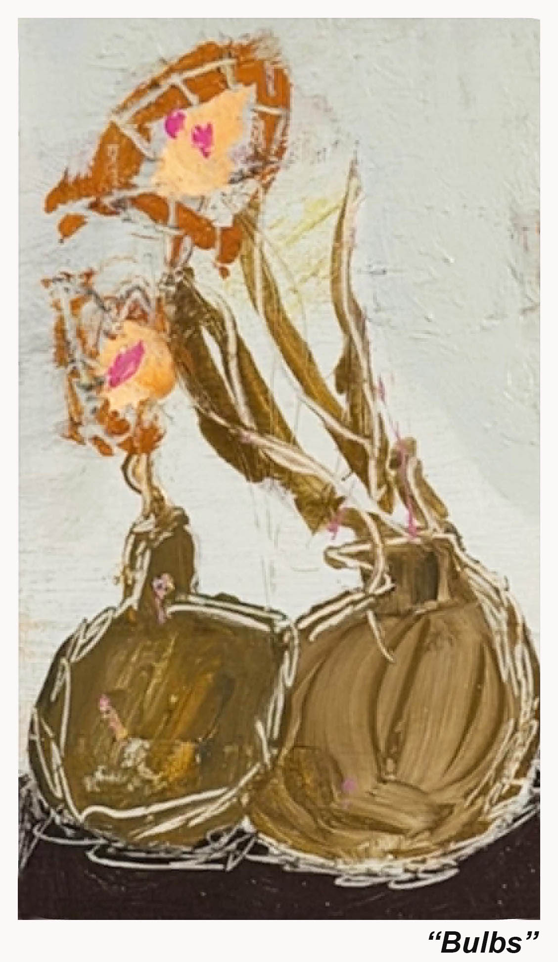 Drawing of two women with bags, one with long hair, on a textured background.