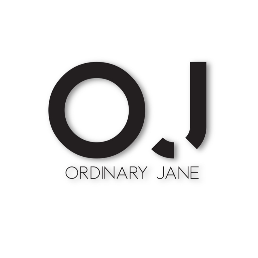 Bold black letters 'O.J.' with smaller text 'ORDINARY JANE' below, on a white background.