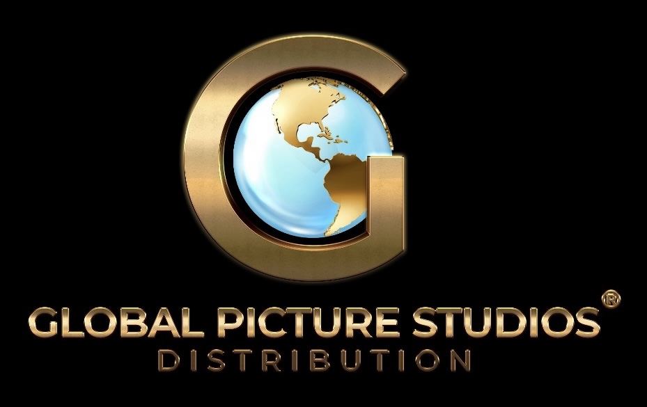 Logo with a large gold letter G, a globe inside, and text reading 'Global Picture Studios Distribution'.
