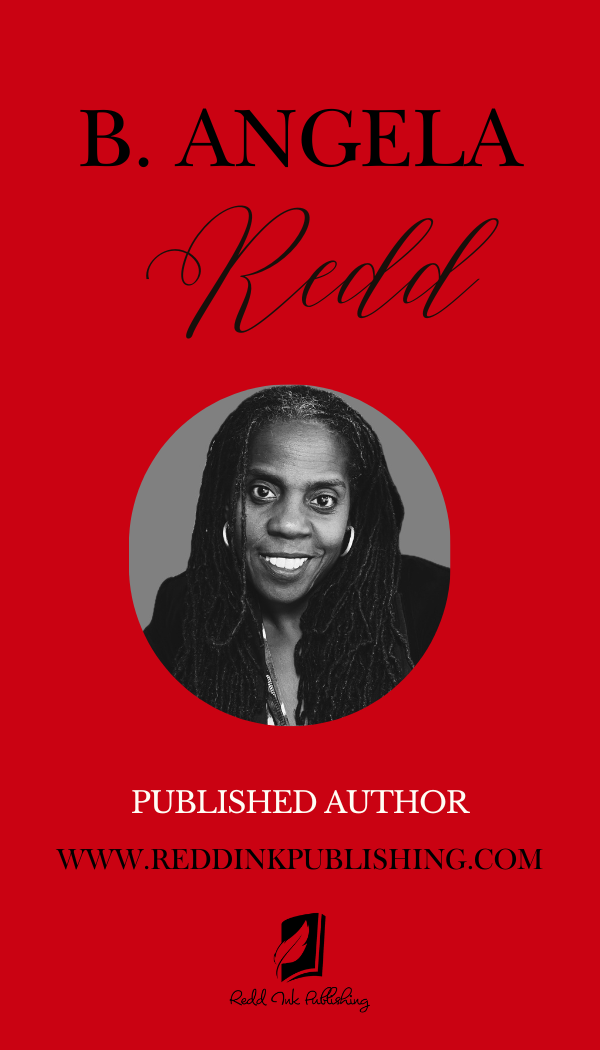 Book cover with red background, black and white photo of a woman, and text including author's name and website.