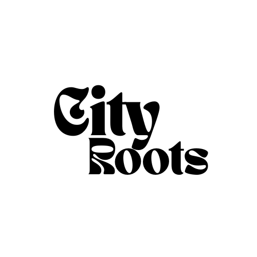 Black text reading 'City Roots' on a white background.