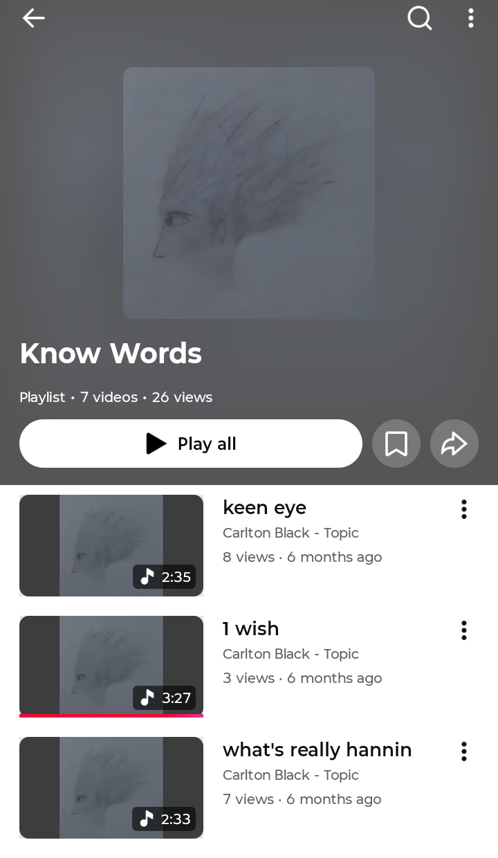 Blurred image of a book cover titled 'Know Words' with a tree illustration, showing song titles and play controls.