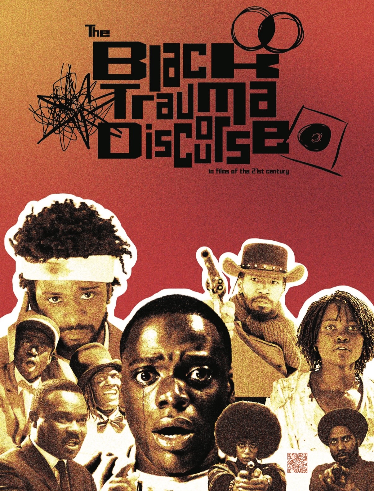 Group of people with serious expressions, some wearing hats, against a red background with text and graphics. 20 words.