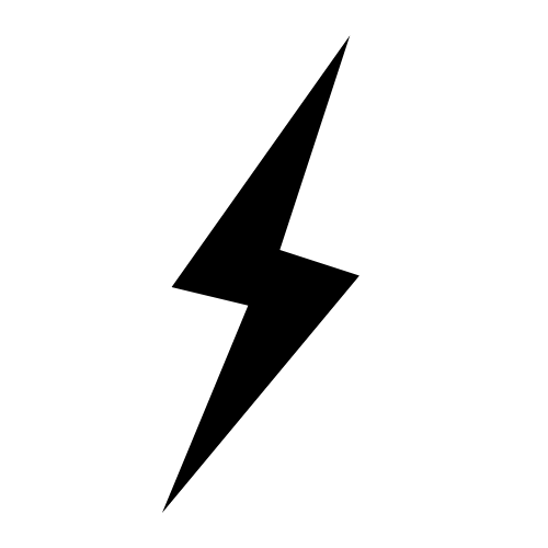 Black lightning bolt symbol on white background.
