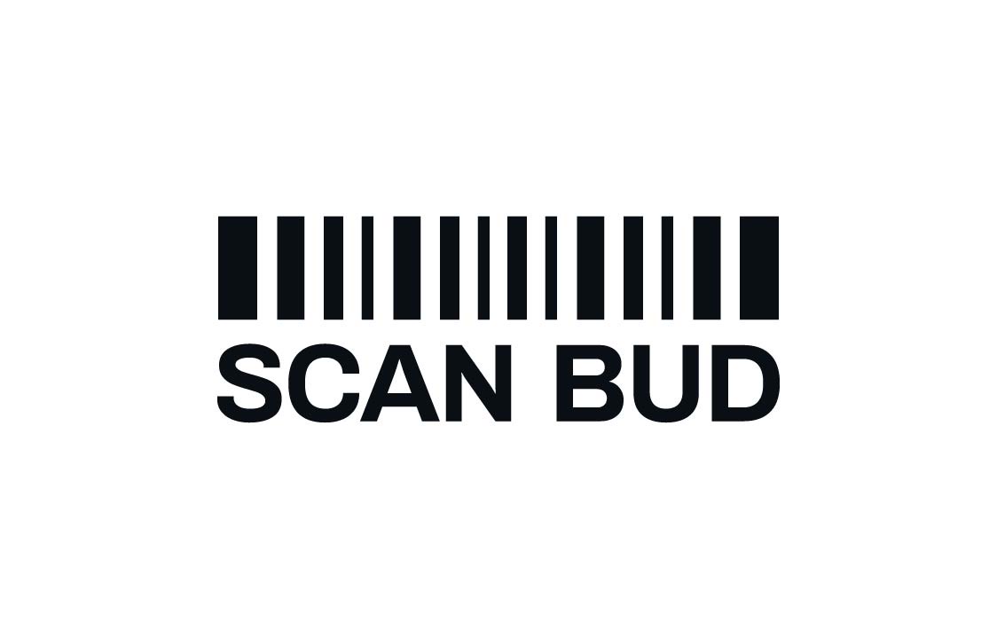 Barcode with text 'SCAN BUD' below it, on a white background.