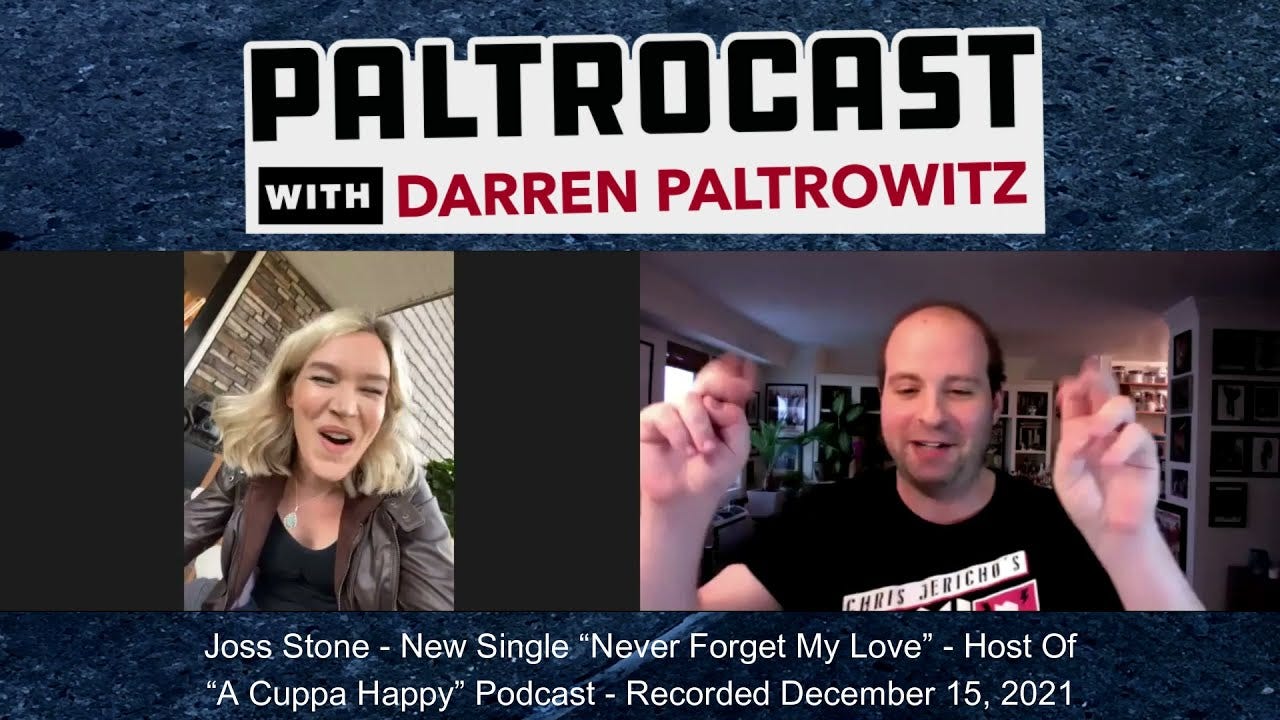 Screenshot of a podcast episode with two hosts, a woman on the left and a man on the right, smiling and talking.
