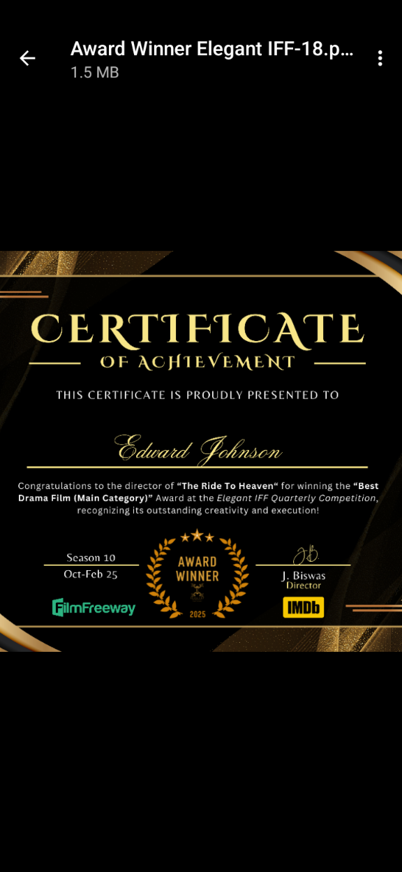 Elegant certificate with gold accents, titled 'Certificate of Achievement,' awarded to Edward Johnson, dated February 28, 2023.