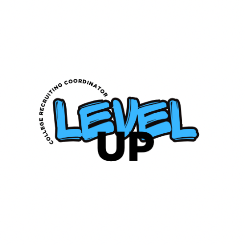 Text reads 'LEVEL UP' with 'College Recruiting Coordinator' curved around the word 'LEVEL'.
